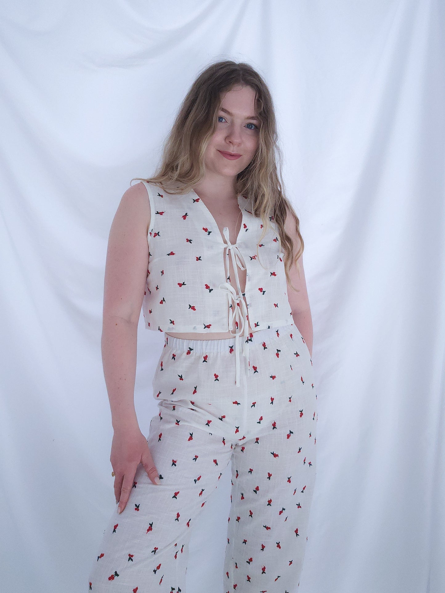 Cherry Embroidered Lounge Waistcoat