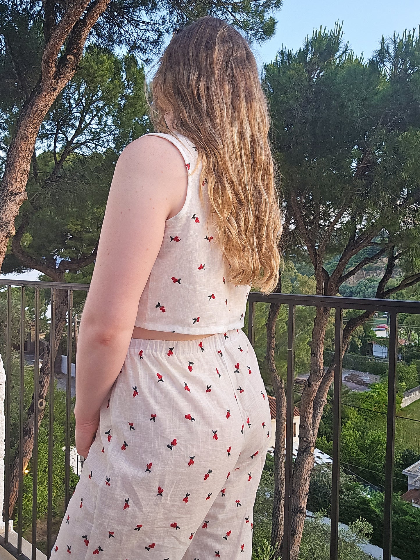 Cherry Embroidered PJ Set