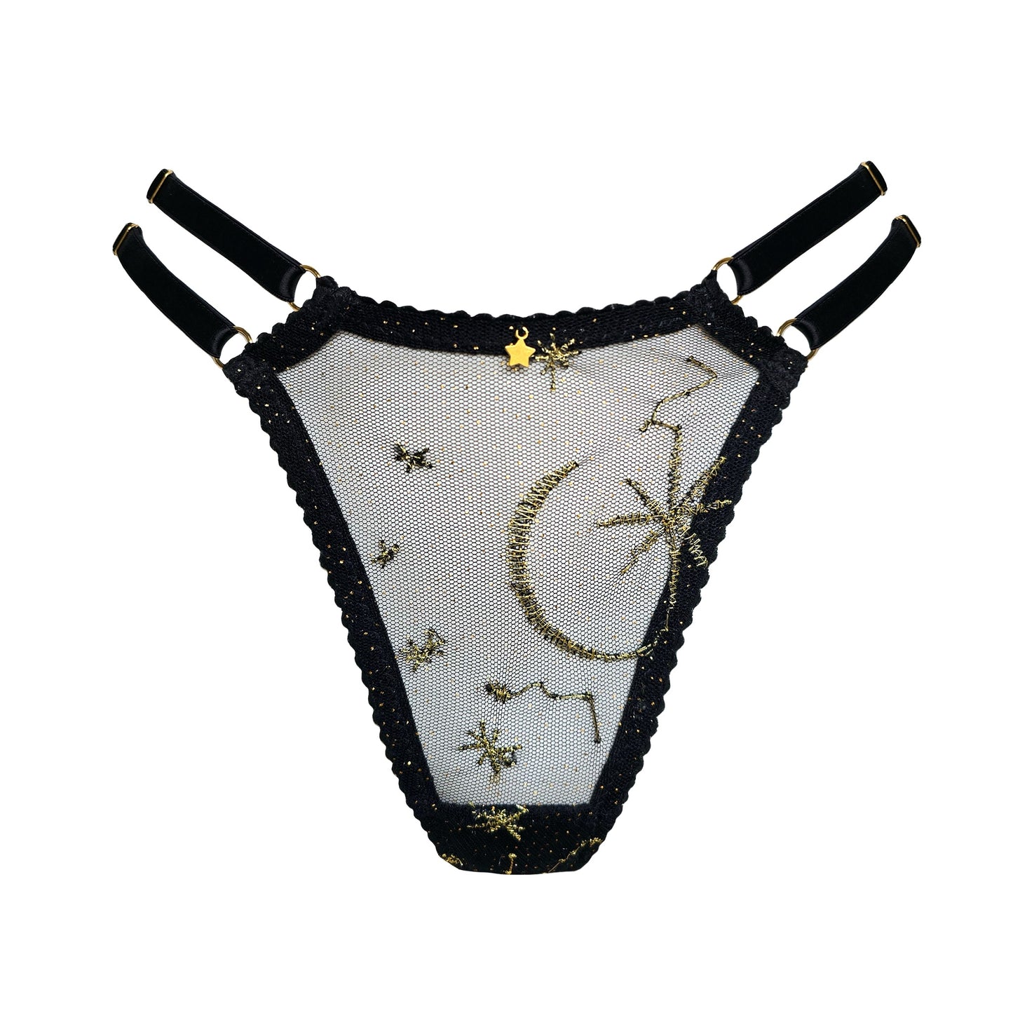 Luna Black Strap Thong
