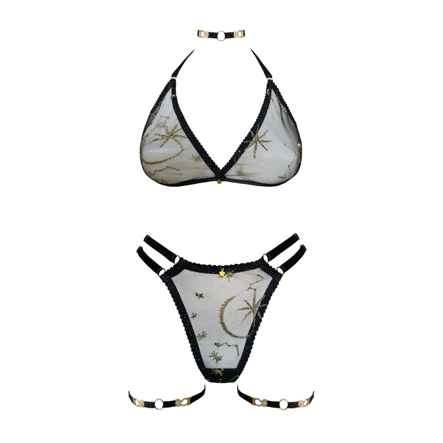 Luna Black Strap Thong