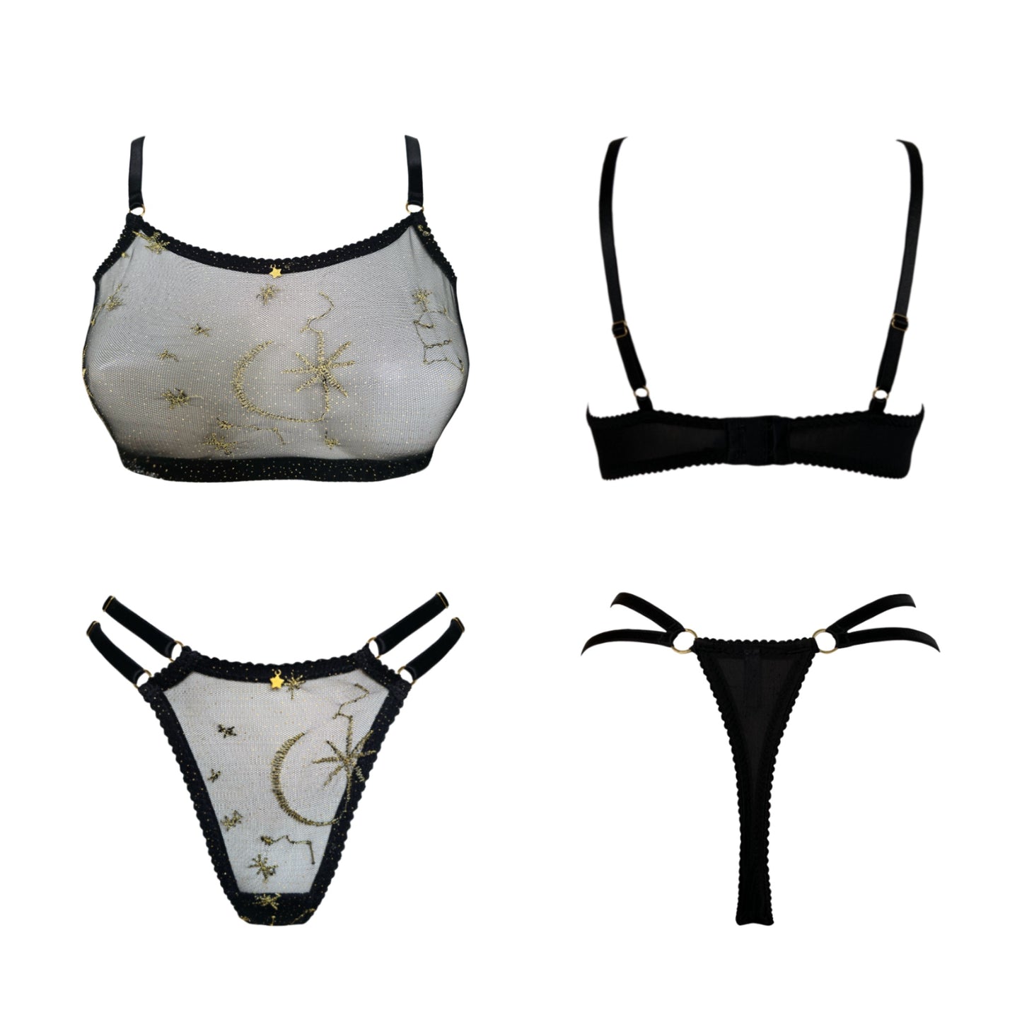 Luna Black Strap Thong
