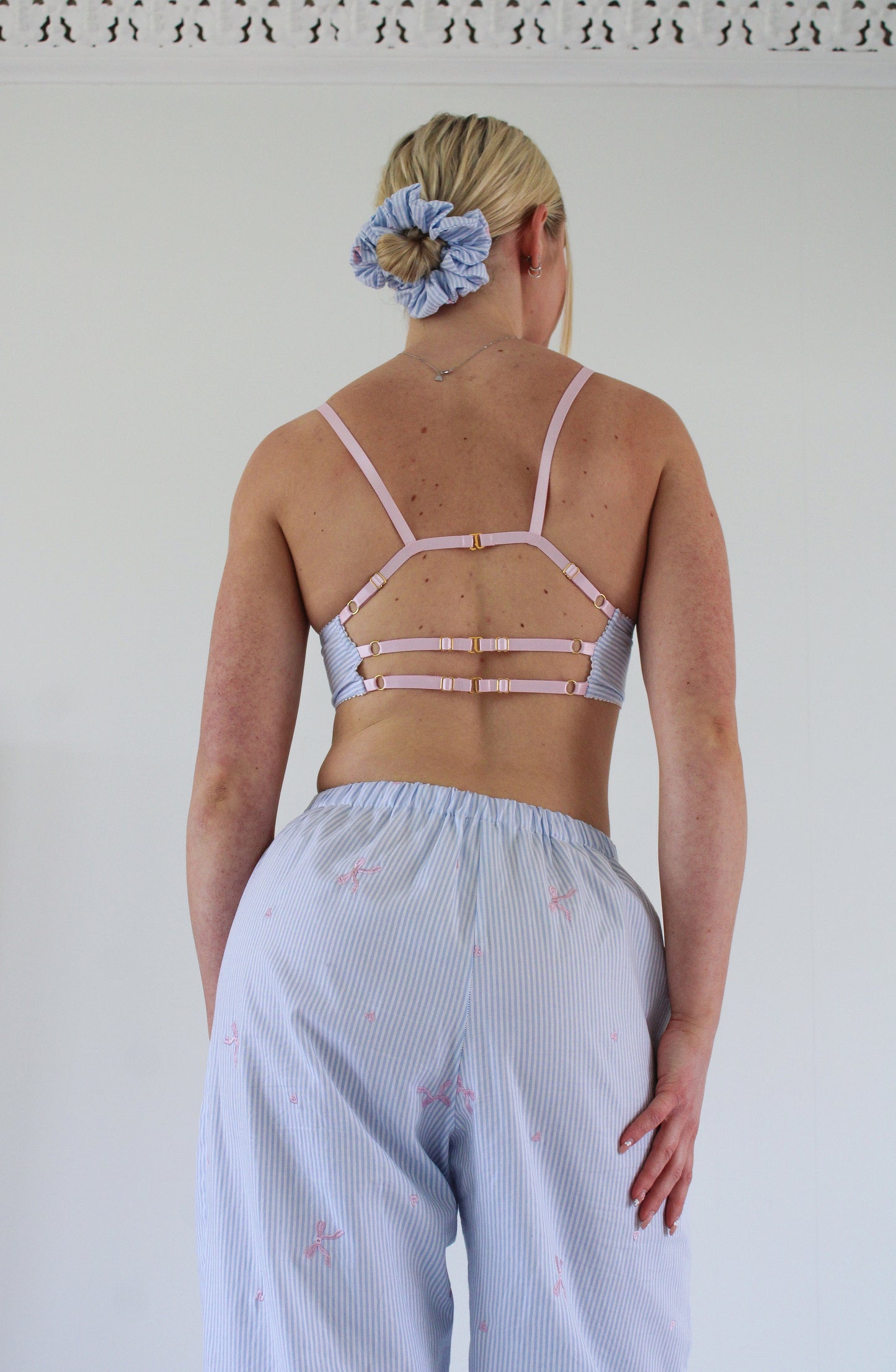 Anna Cotton Stripe Bow Scrunchie