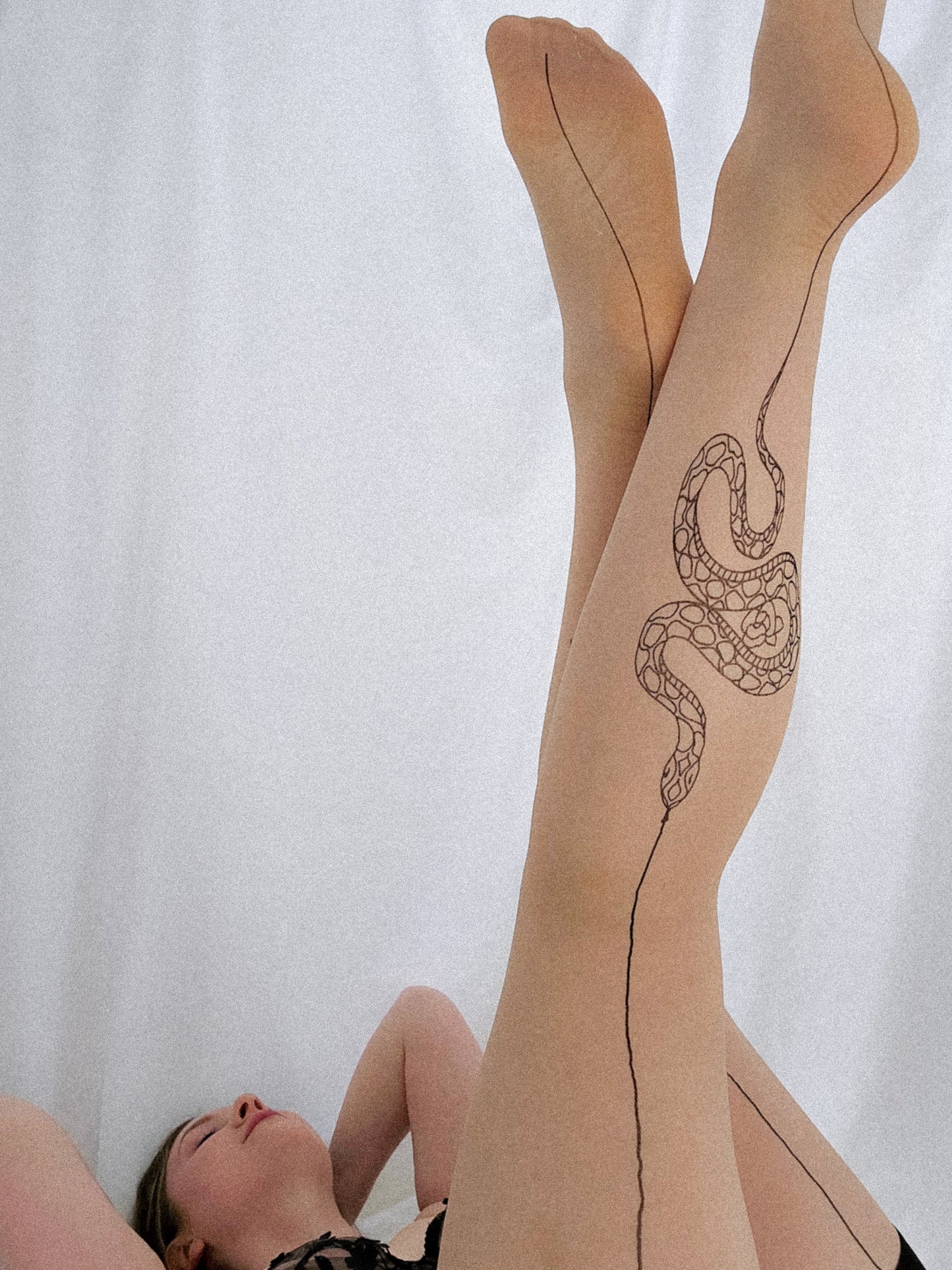 Snake Seamed Black Stockings