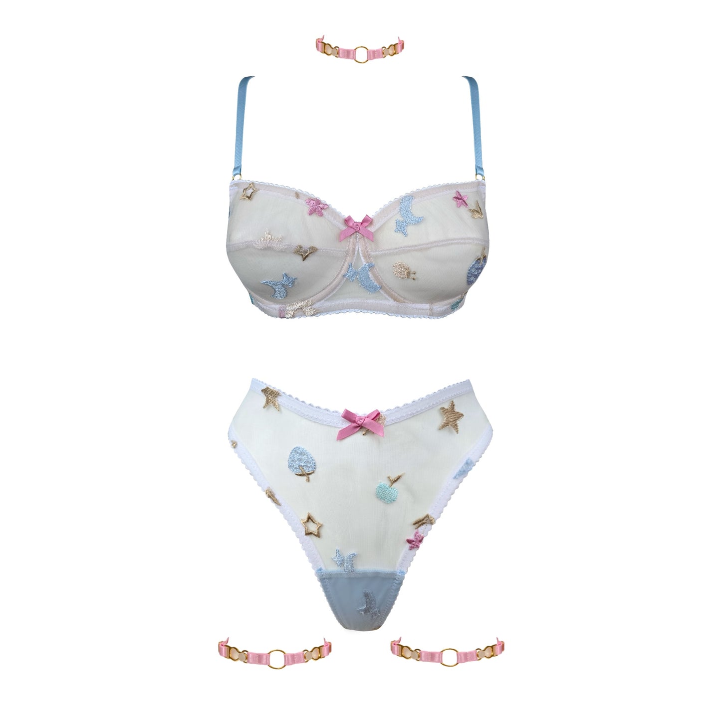 Marie Pink Thigh Garters
