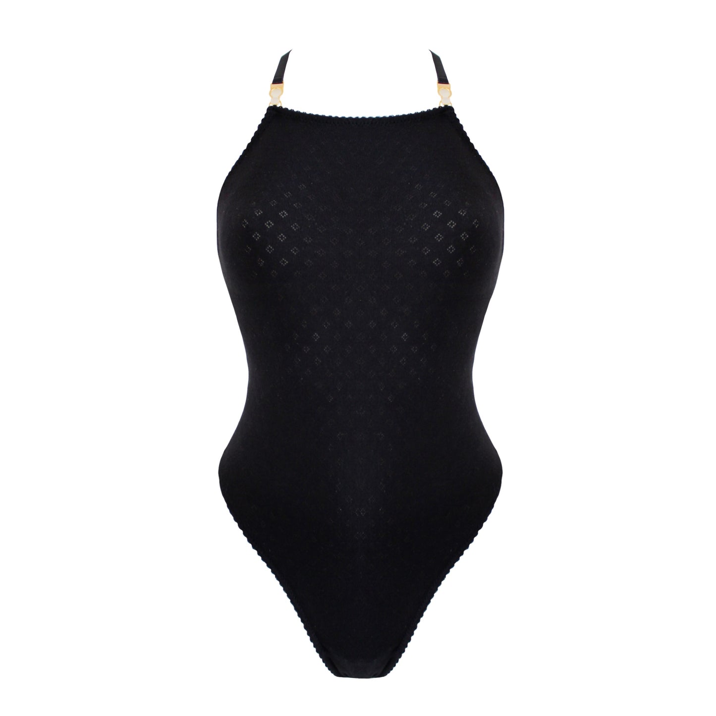 Beth Black High Leg Cotton Bodysuit