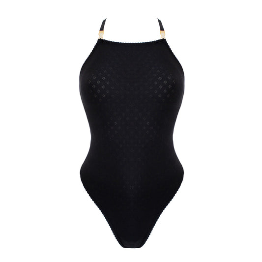 Beth Black High Leg Cotton Bodysuit