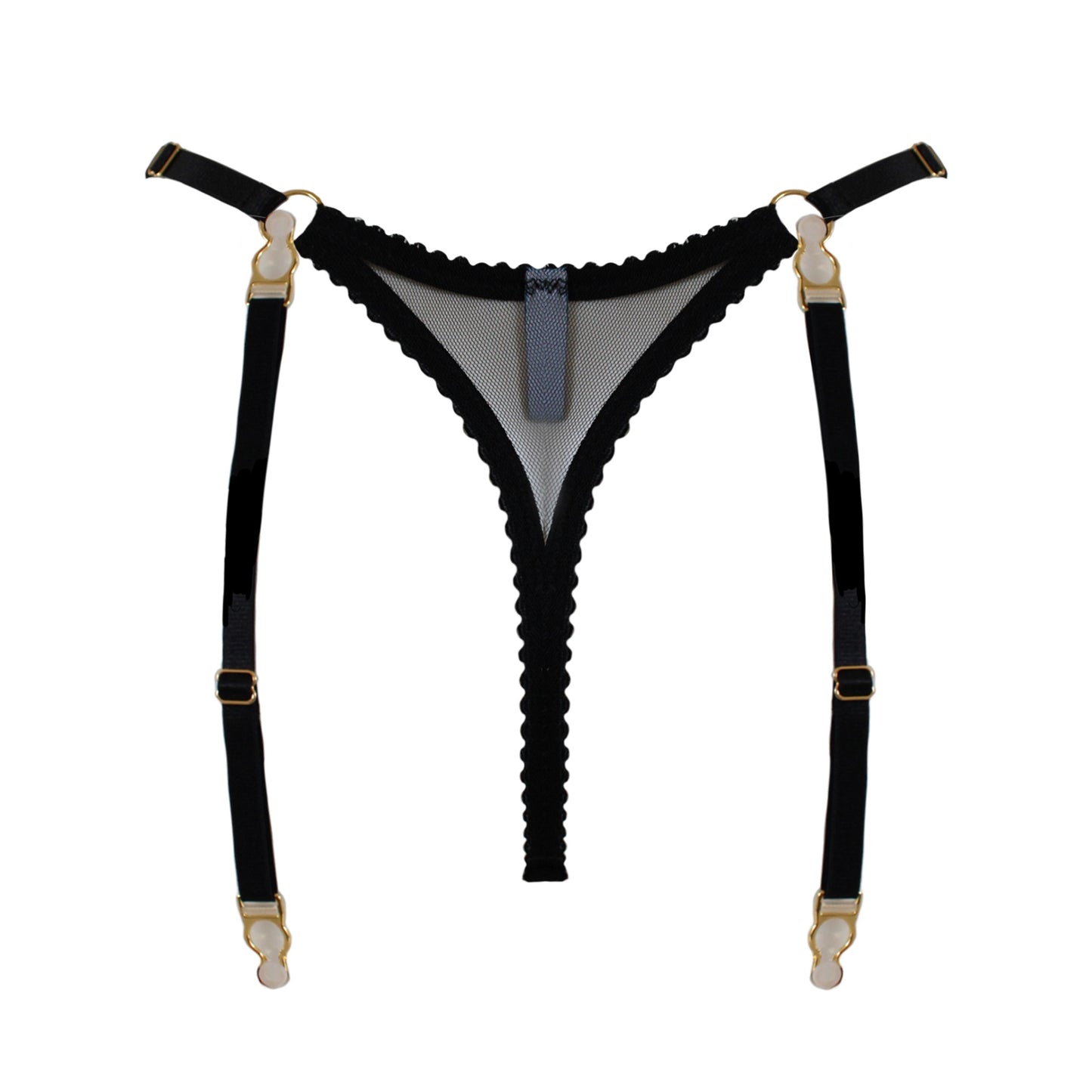 Jilly Black Strap Suspender Thong