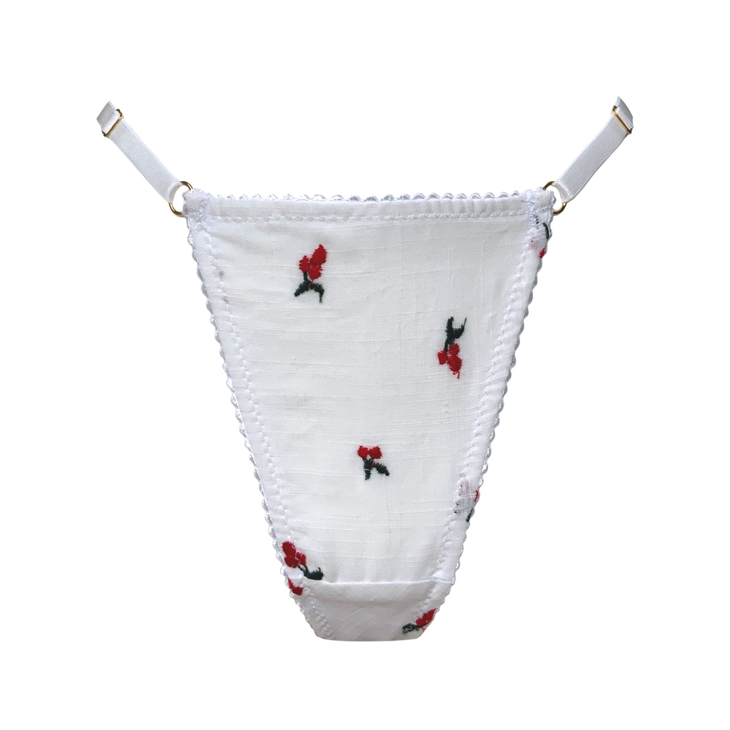 Cherry Embroidered Strap Thong