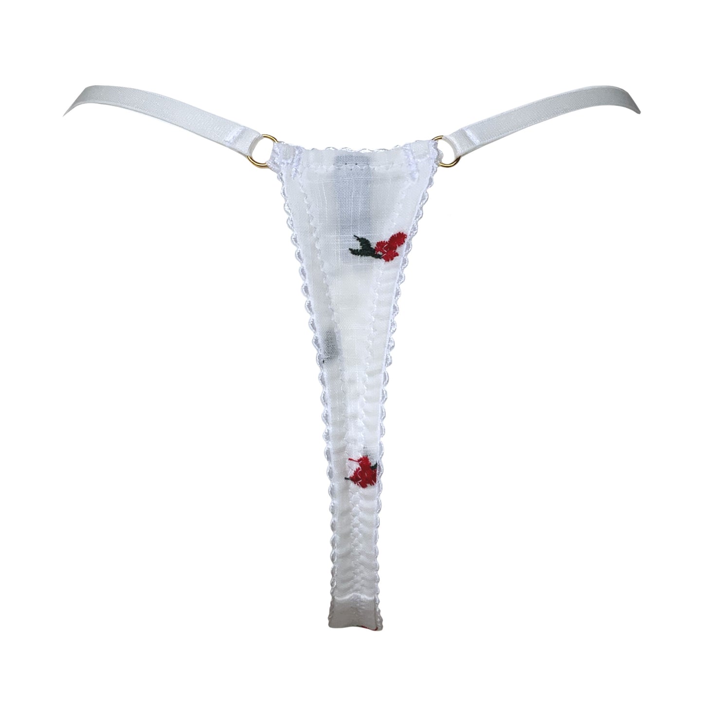 Cherry Embroidered Strap Thong