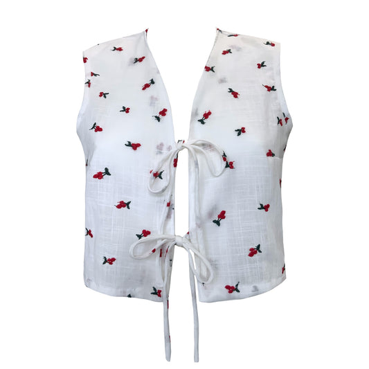 Cherry Embroidered Lounge Waistcoat