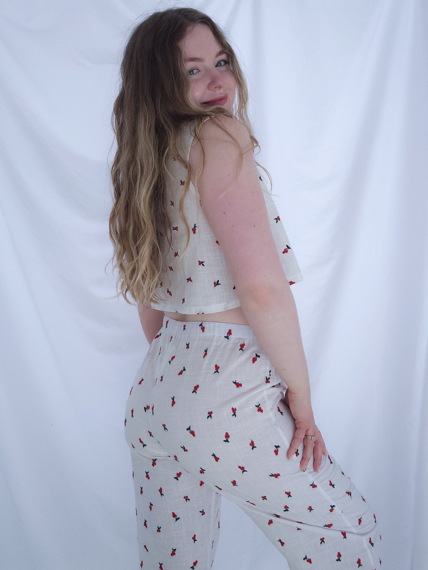 Cherry Embroidered Trousers