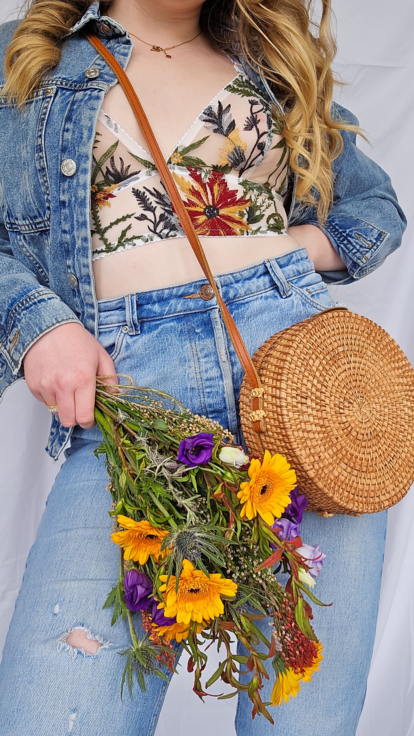 Orla Embroidered Longline Strap Bralette