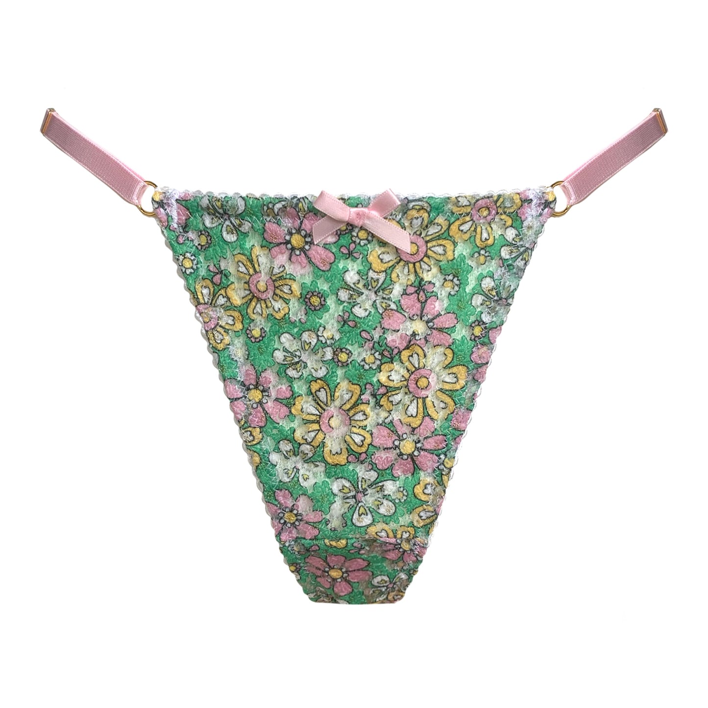 Marie Green Embroidered One Strap Thong
