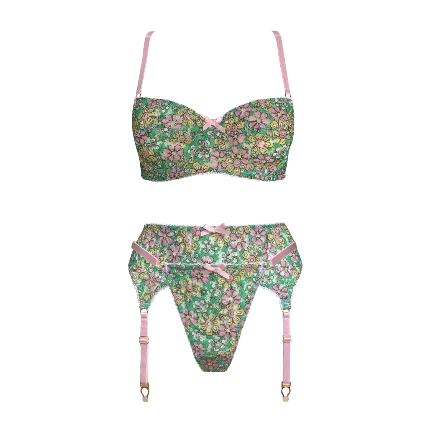 Marie Green Embroidered One Strap Thong