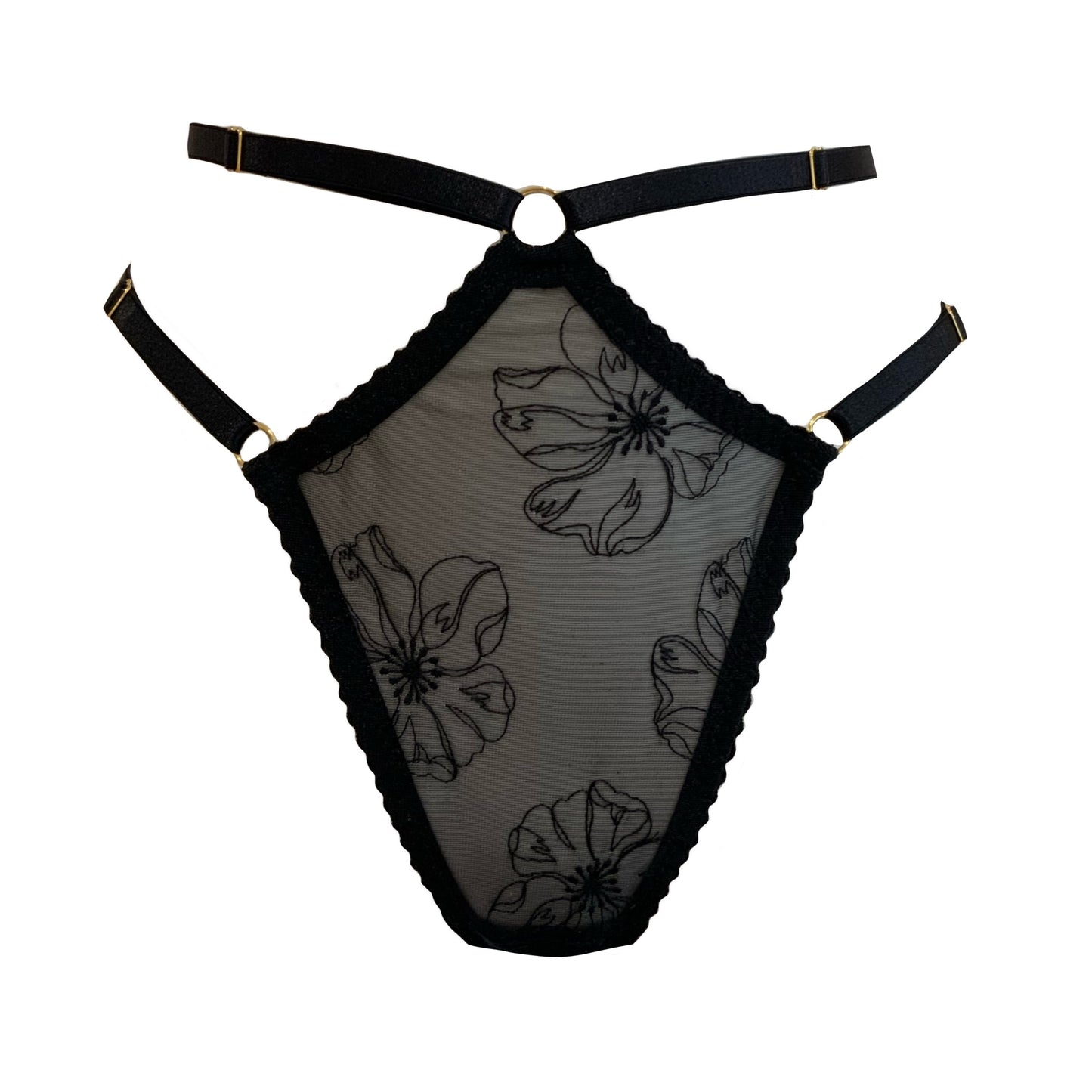 Black Beauty High Waist Strap Thong Sample